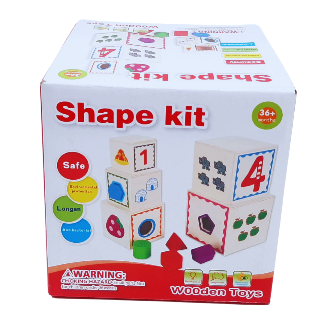 Wooden Shape Sorting Kit - Educational Blocks for Toddlers