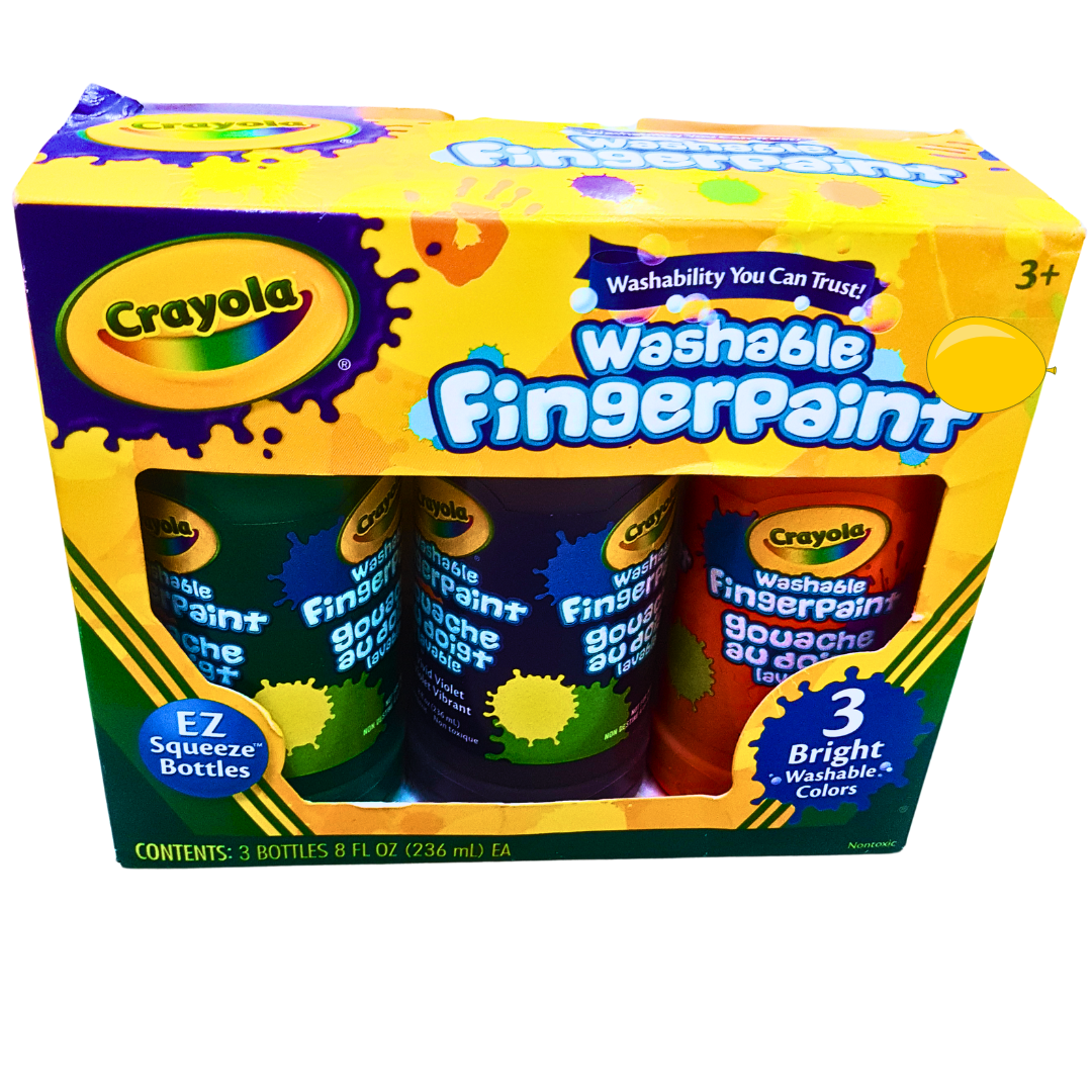 Crayola Washable Fingerpaint Set for Kids | 3 Bright Colors | Safe & Easy Cleanup for Ages 3+