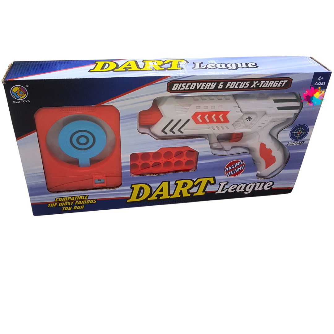Dart League Toy Gun Set with X-Target - Precision Shooting Fun - Ages 4+