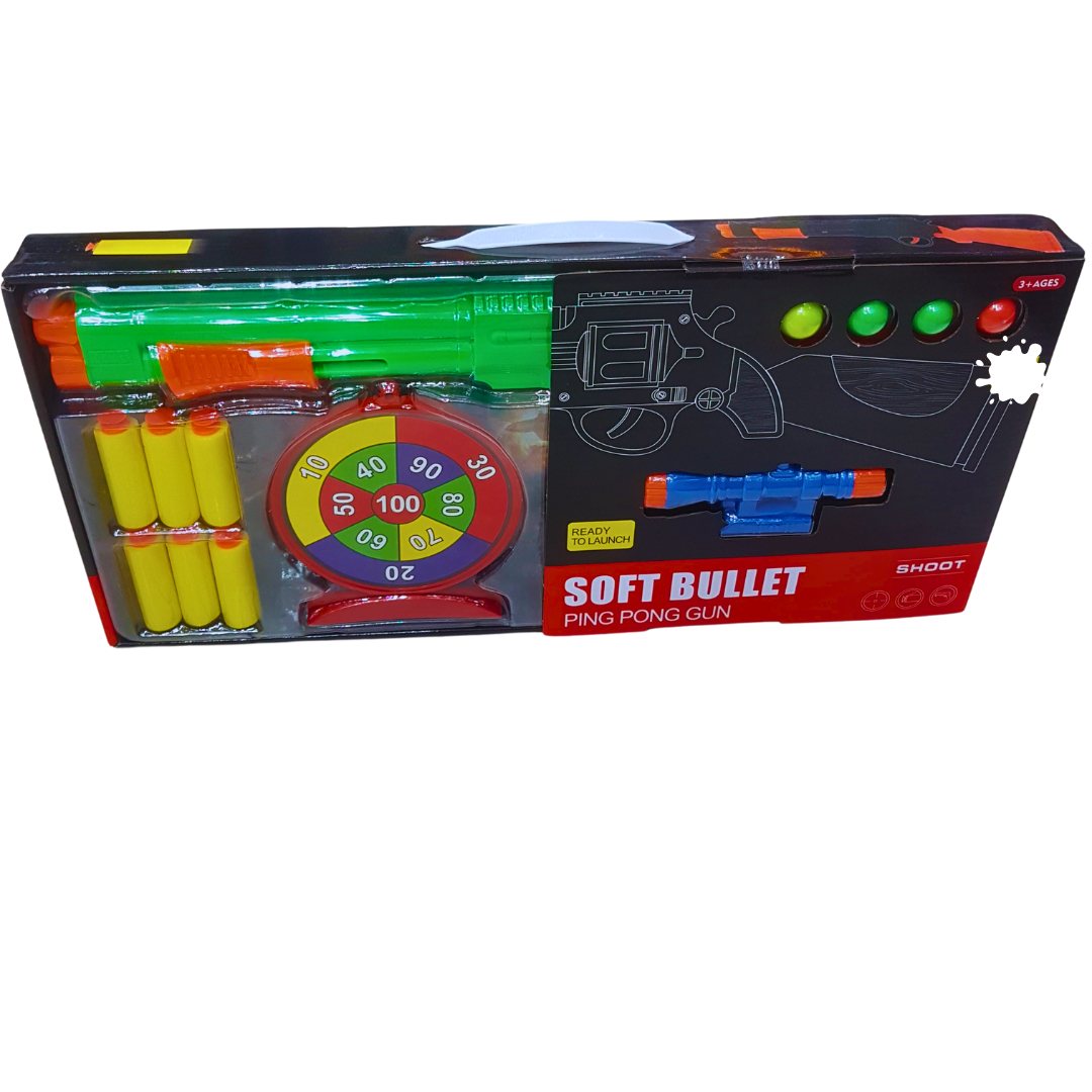 Soft Bullet Ping Pong Gun Set - Fun Target Shooting Game for Kids 3+