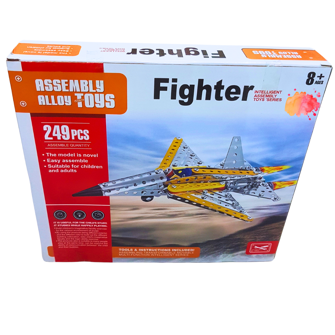 Assembly Alloy Toys Fighter Jet Building Set - 249 Pieces for Ages 8+