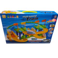 High-Speed Train Railway Series - 41-Piece Interactive Train Set with Elevated Tracks for Kids Aged 3+