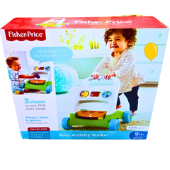 Fisher-Price Busy Activity Walker – Sit, Play & Walk with Shape Sorting, Sliding Fun & Motor Skill Development | For Ages 9+ Months