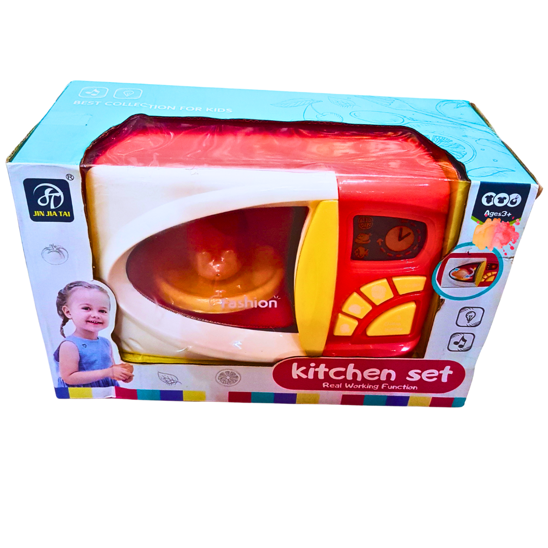 Kids Kitchen Microwave Toy Set – Realistic Pretend Play with Light & Sound – Ages 3+