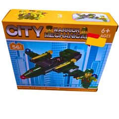 City Warrior Mechanical Military Jet Building Block Set (56 PCS) – Ages 6+