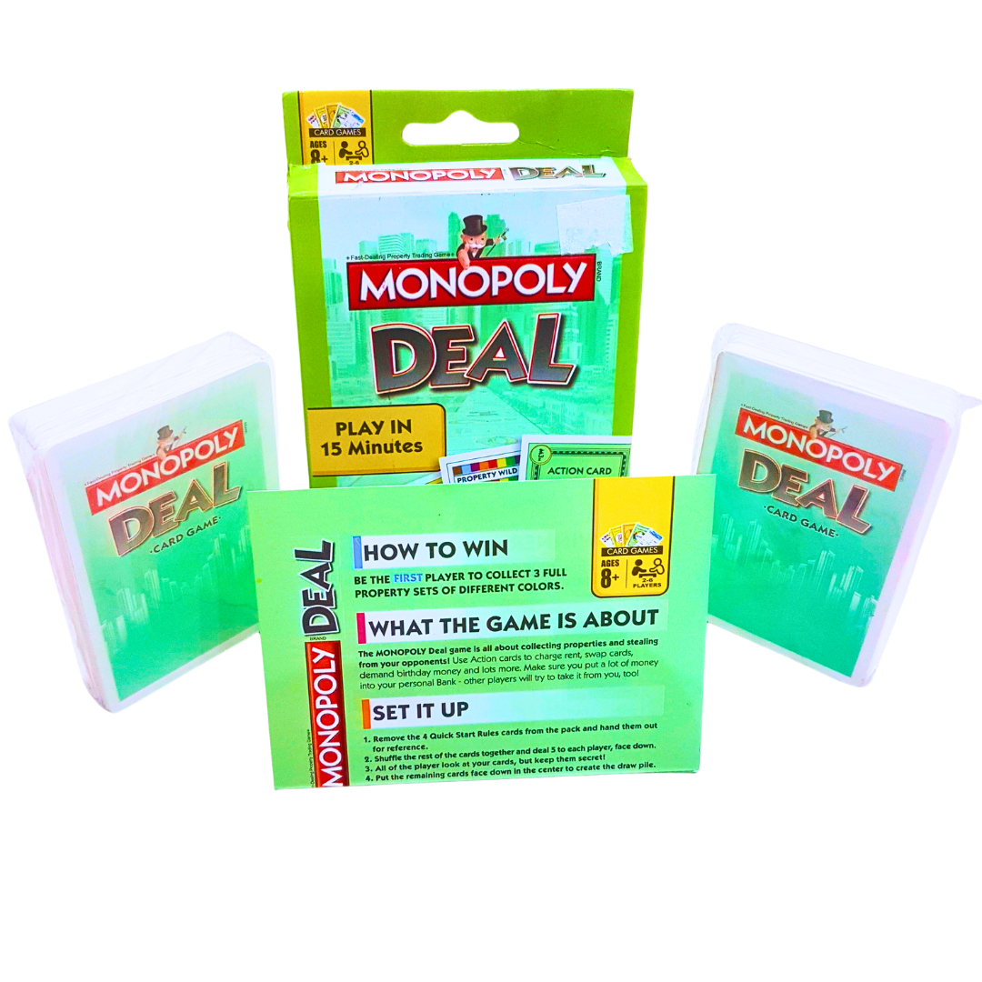 Monopoly Deal Card Game – Quick 15-Minute Family Fun, Ages 8+, 2-6 Players, Green Edition