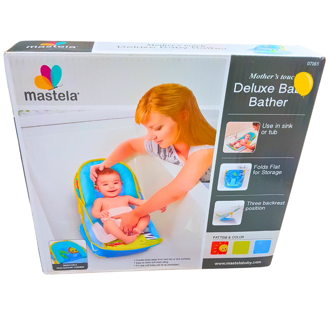 Mastela Deluxe Baby Bather | Adjustable Bath Seat with Head Support and Foldable Design | 0+ Months