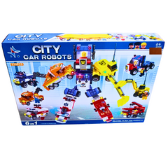 6-in-1 City Car Robots Building Block Set - 570 Pieces for Ages 6+