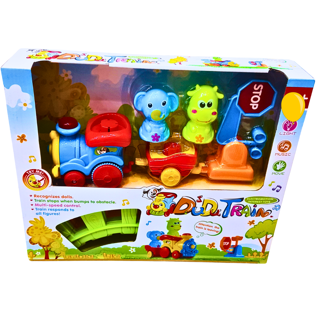 Dudu Train Interactive Toy Set – Light & Sound Train with Animal Figures | Ages 24 Months+