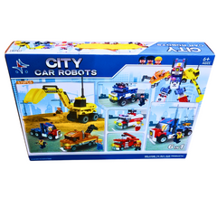 6-in-1 City Car Robots Building Block Set - 570 Pieces for Ages 6+