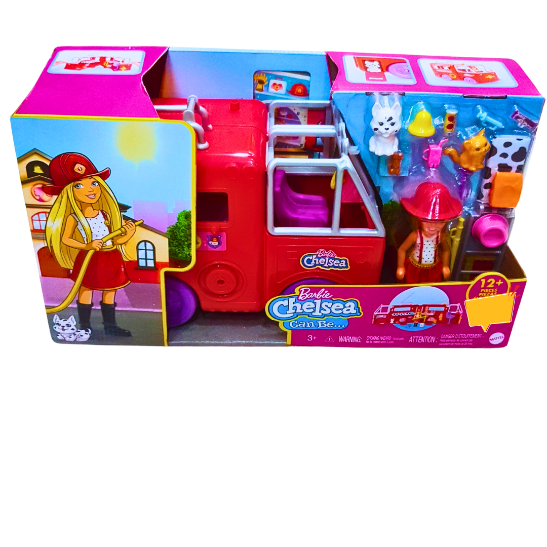 Barbie Chelsea Fire Truck Playset - Rescue Adventure with Firefighter Doll & Accessories | For Kids 3+