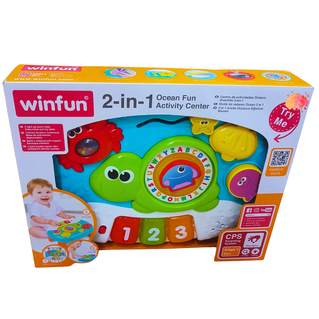 Winfun 2-in-1 Ocean Fun Activity Center - Interactive Learning Toy with Light & Music for Babies Aged 9+ Months