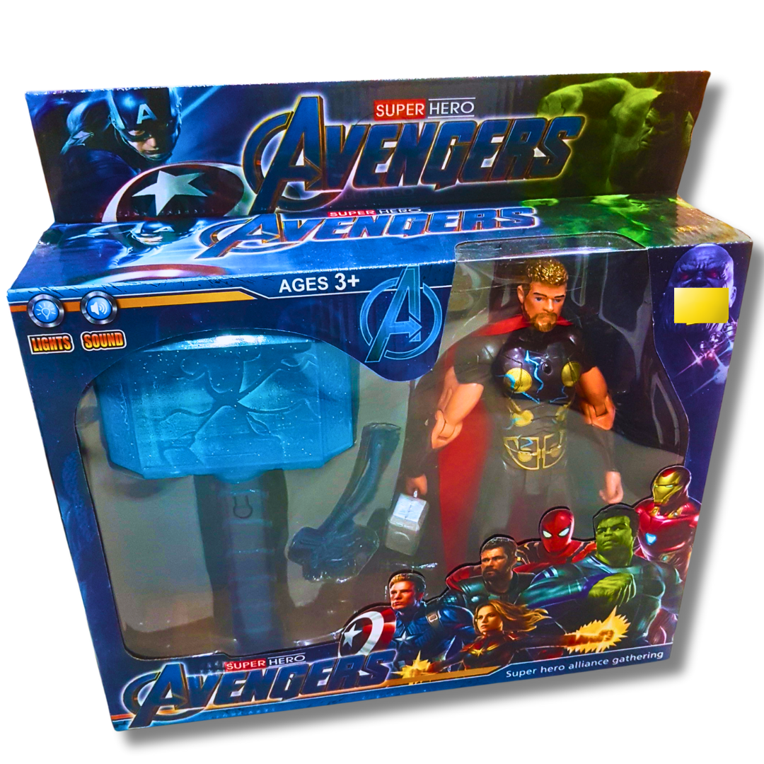 Superhero Thor Toy Set with Hammer and Light & Sound Effects - Ages 3+