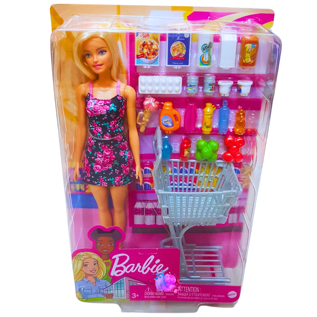 Barbie Grocery Shopping Playset with Doll, Shopping Cart, and Accessories