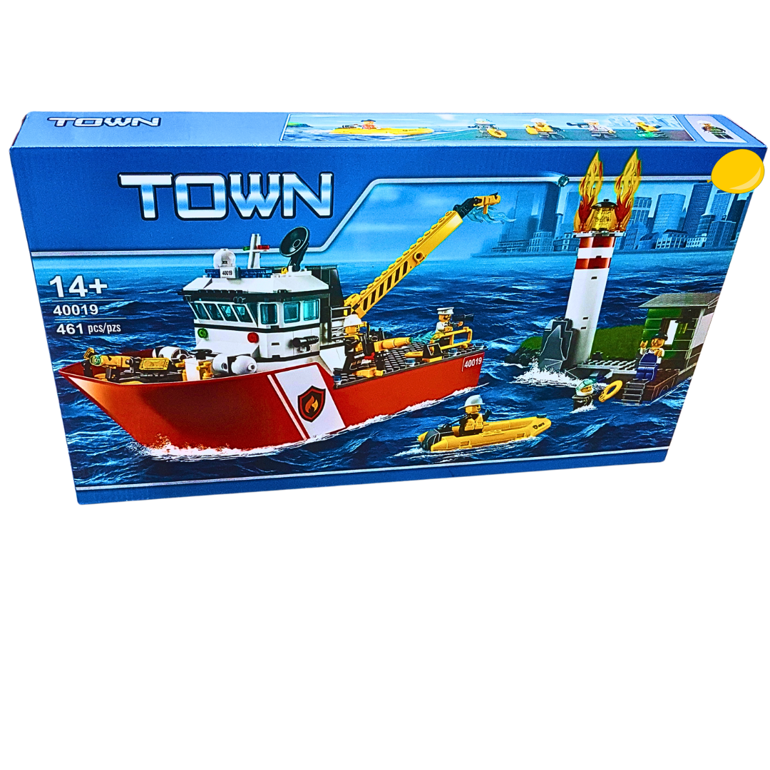 Lepin Town Fire Rescue Boat Building Set – 461 Pieces | Ages 14+ | Advanced Sea Rescue Adventure