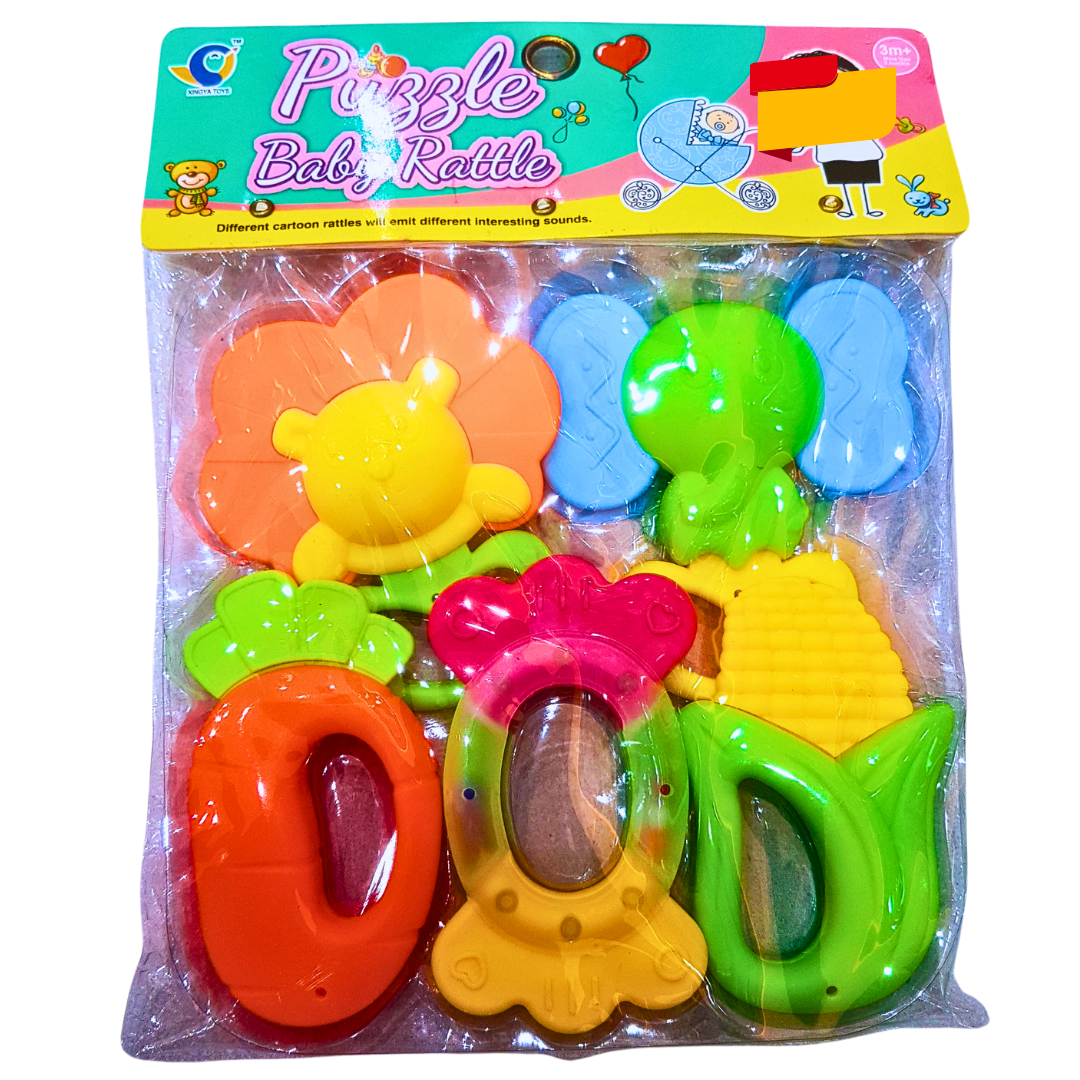 Puzzle Baby Rattle Set - Colorful & Fun Sensory Toys for Babies (3M+)