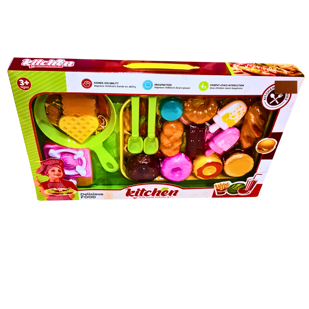 Kids Kitchen Playset with Assorted Food Toys - Hands-On Cooking Role Play Set for Ages 3+