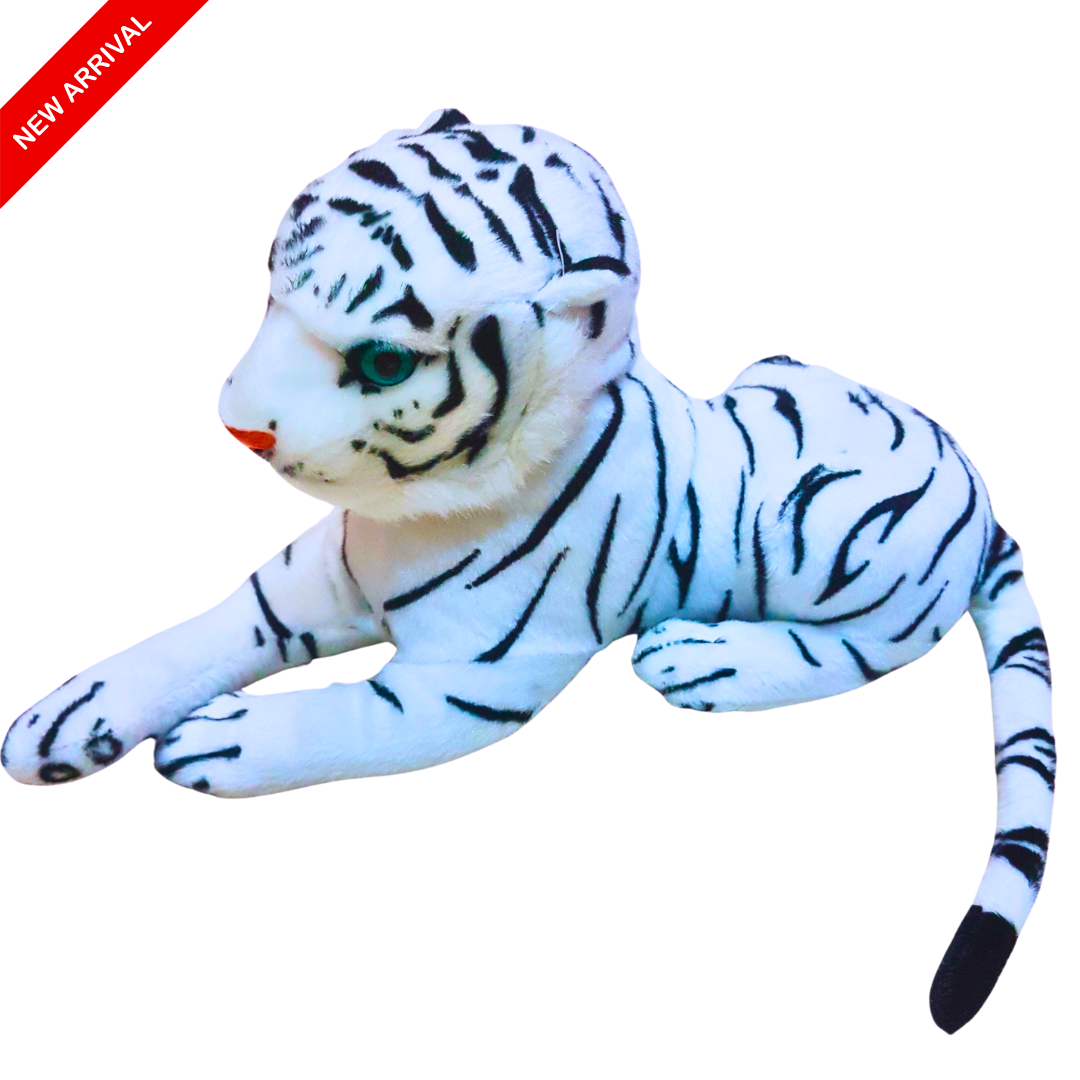 White Tiger Plush Toy – Realistic Soft Stuffed Animal for Kids