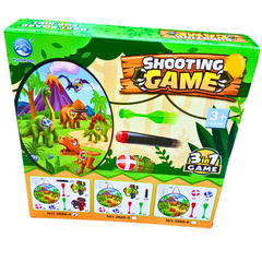 Dinosaur Shooting Game Set – 3-in-1 Dartboard & Target Practice Toy for Kids | Ages 3+