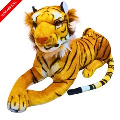 Realistic Plush Tiger with Stripes – Soft Stuffed Animal Toy for Kids