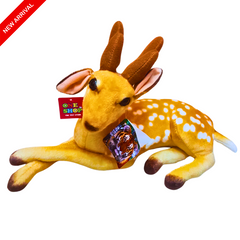 Plush Deer with Soft Antlers and Spotted Fur – Realistic Stuffed Animal for Kids