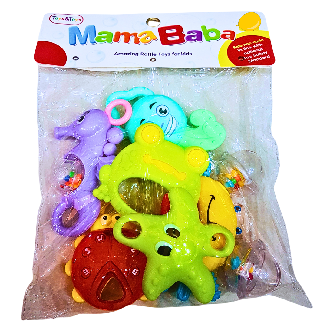 Mama Baba Fun Animal Rattle Toy Set | Safe & Interactive Toys for Babies | 3 Months+