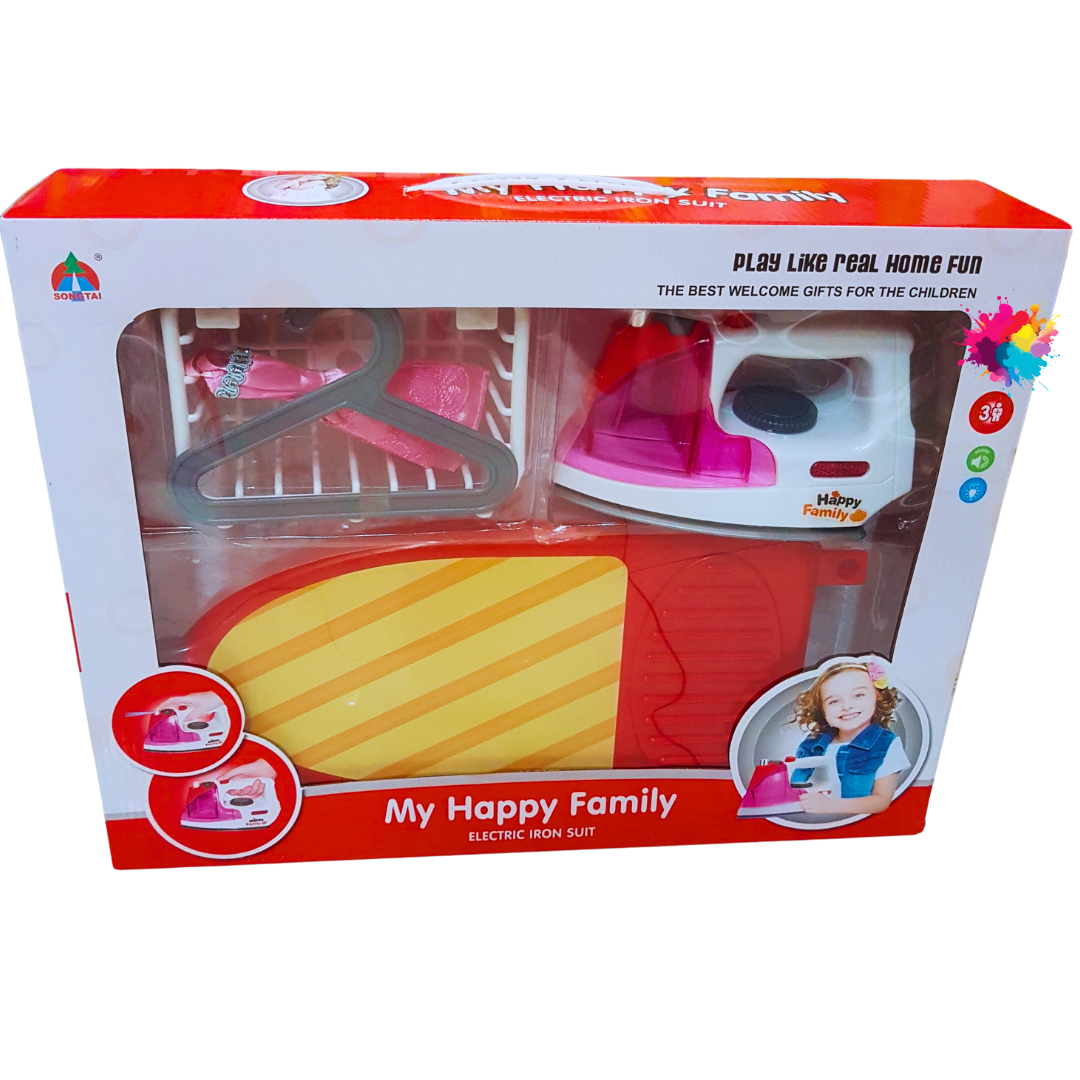 My Happy Family Electric Iron Playset - Realistic Pretend Play Toy for Kids Ages 3+