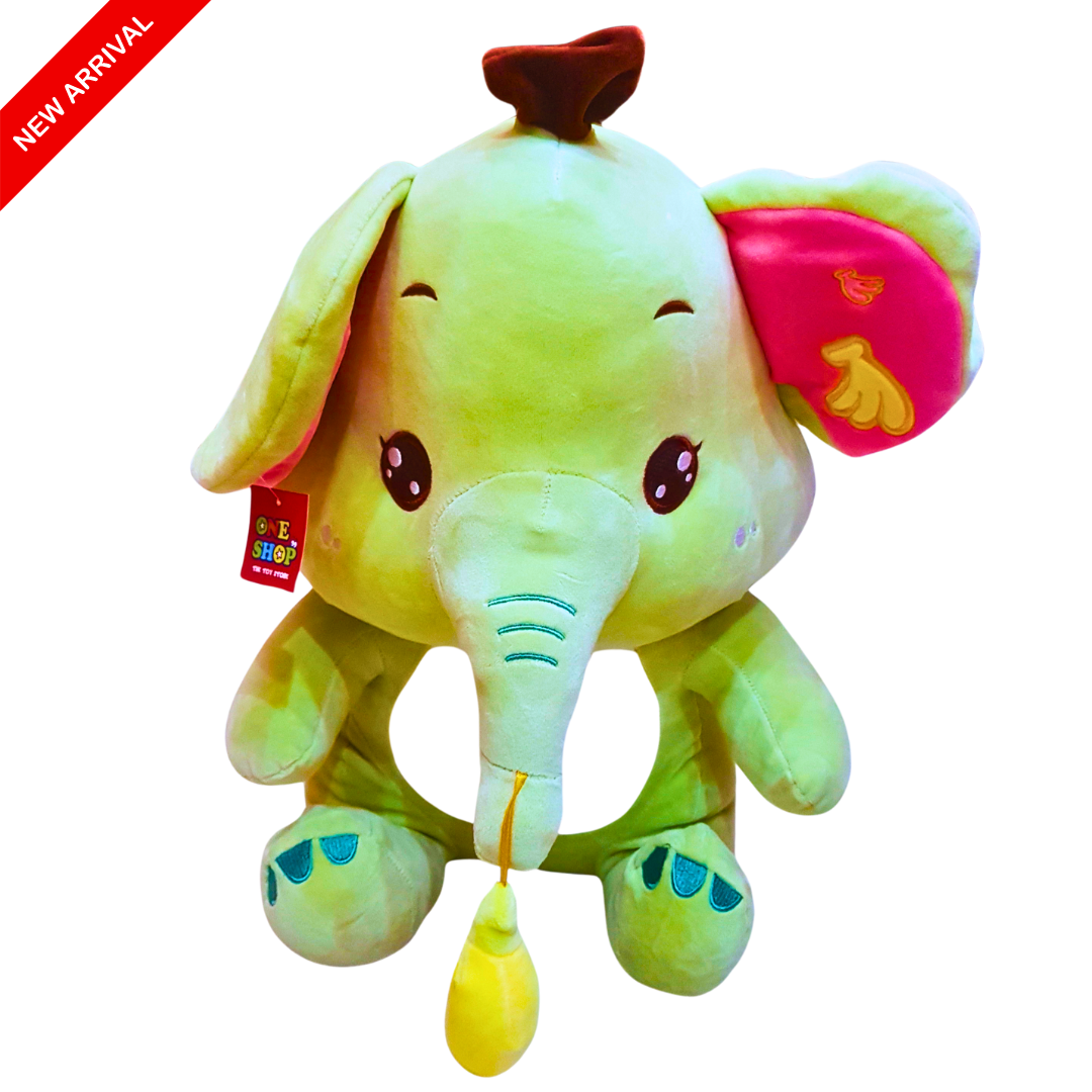 Adorable Green Elephant Plush Toy with Colorful Ears – Soft and Cuddly Stuffed Animal for Kids