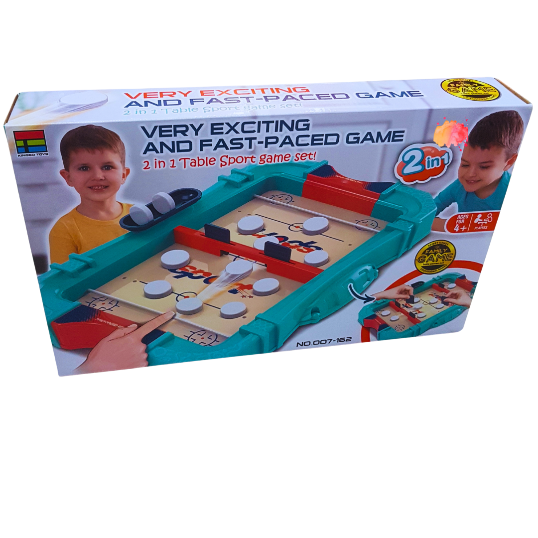 2-in-1 Fast-Paced Table Sports Game Set for Kids - Hockey and Pucket Games