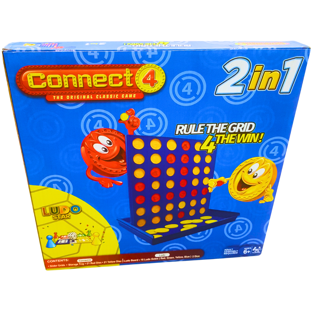 2-in-1 Connect 4 & Ludo Star – Classic Family Board Games for Fun-Filled Game Nights, Ages 6+