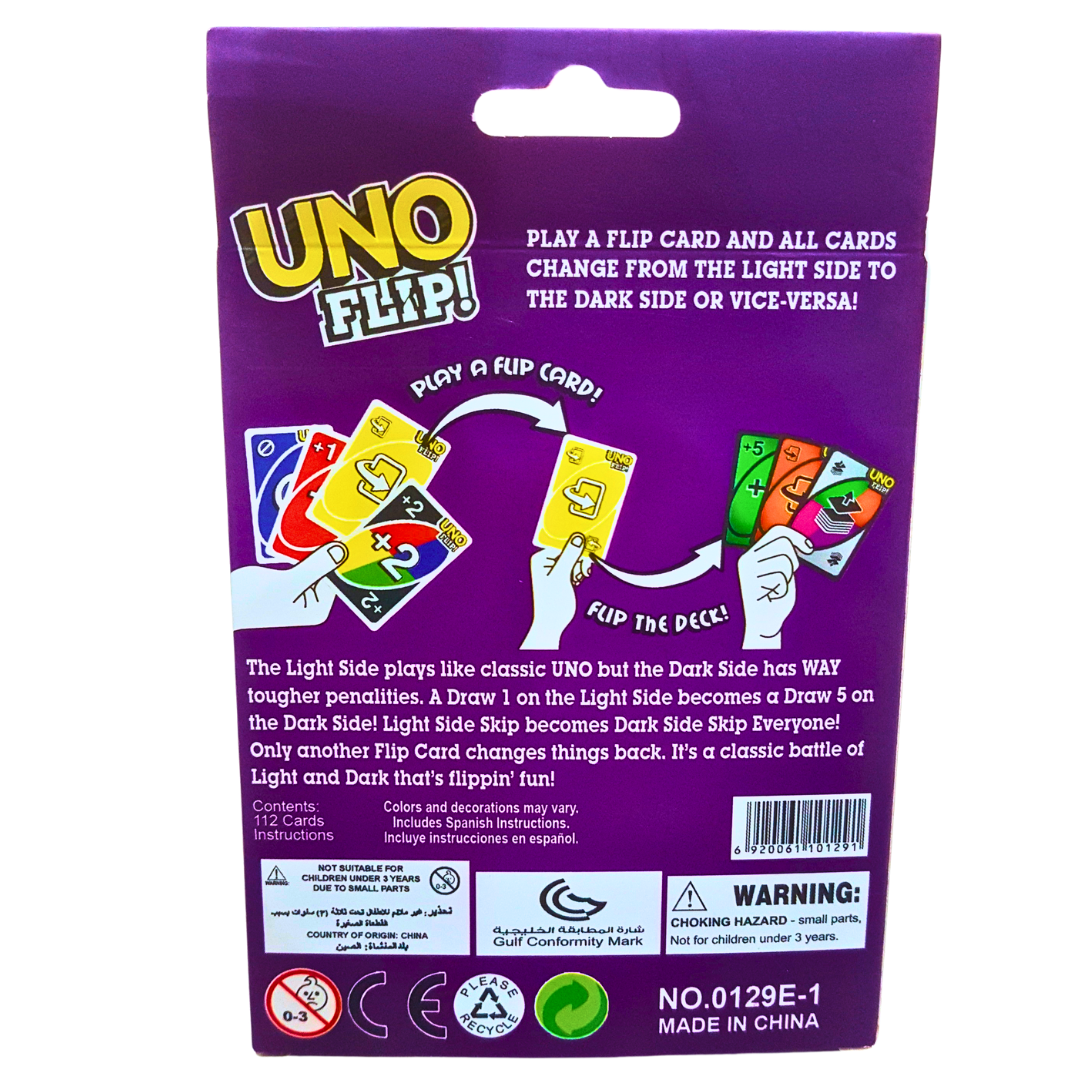 UNO Flip! Card Game – Double-Sided Fun, Light vs. Dark Side, Family Party Game for Ages 7+