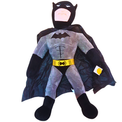 Caped Superhero Plush Toy with Black and Grey Armor – Soft Stuffed Action Figure for Kids