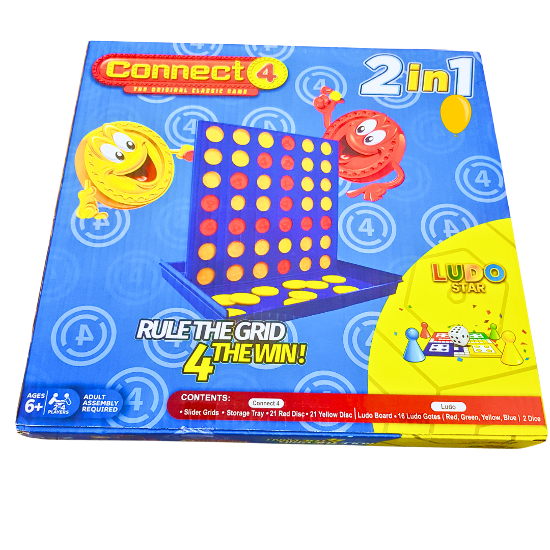 2-in-1 Connect 4 & Ludo Star – Classic Family Board Games for Fun-Filled Game Nights, Ages 6+