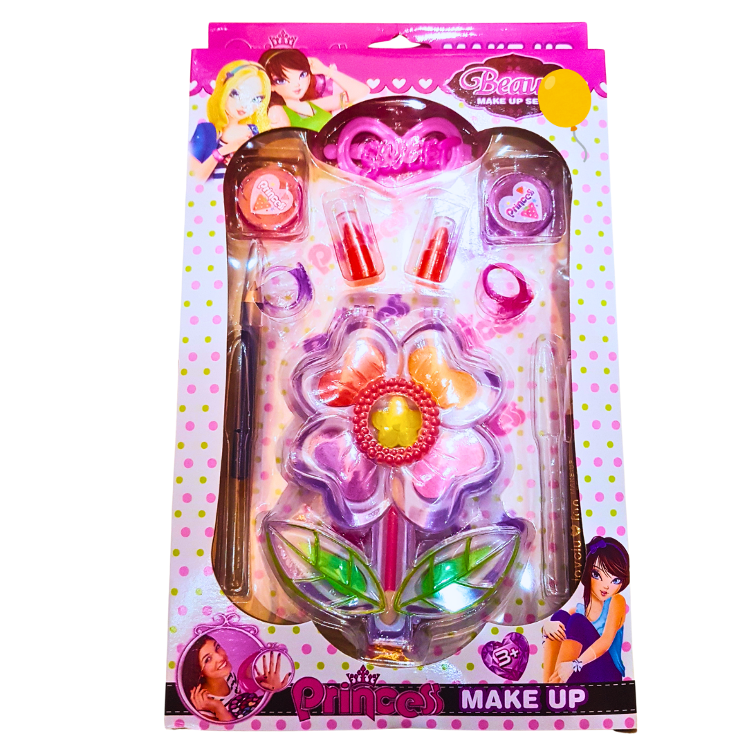 Princess Makeup Set for Kids – Flower-Shaped Makeup Palette with Brushes and Accessories for Creative Play