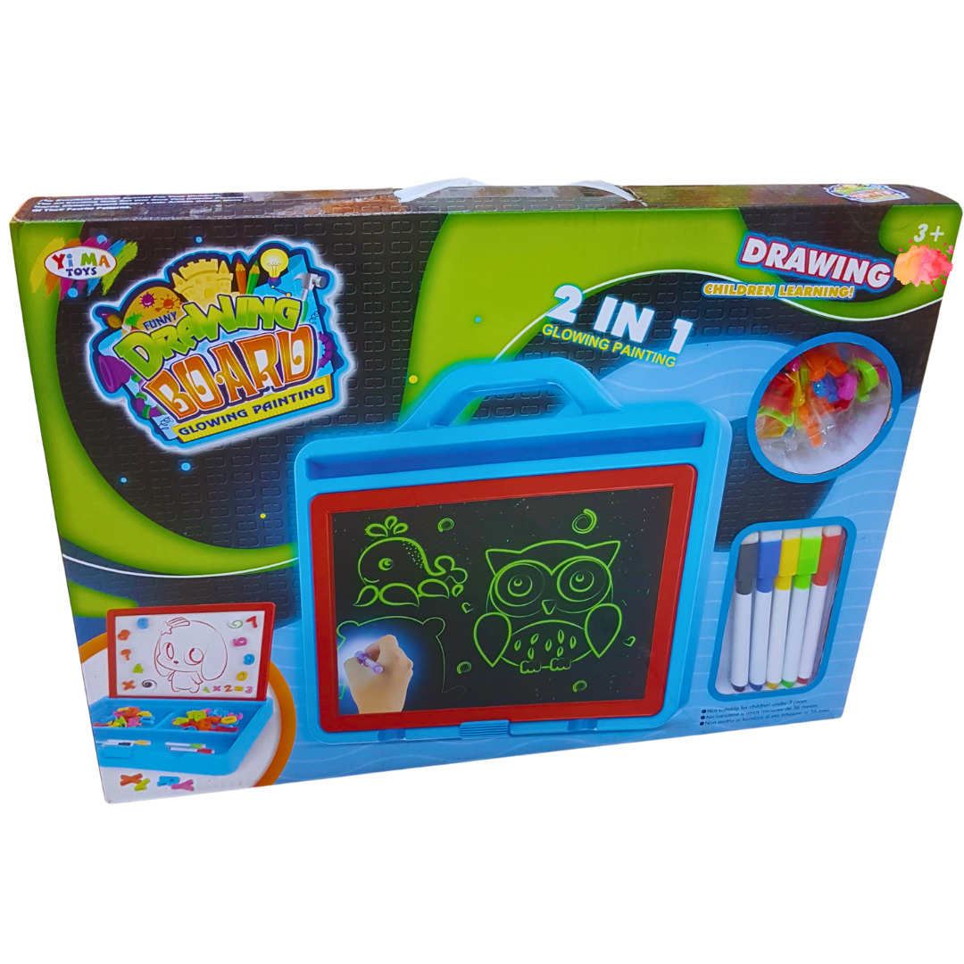 Funny Drawing Board - 2-in-1 Glowing Painting and Drawing Set for Kids Aged 3+