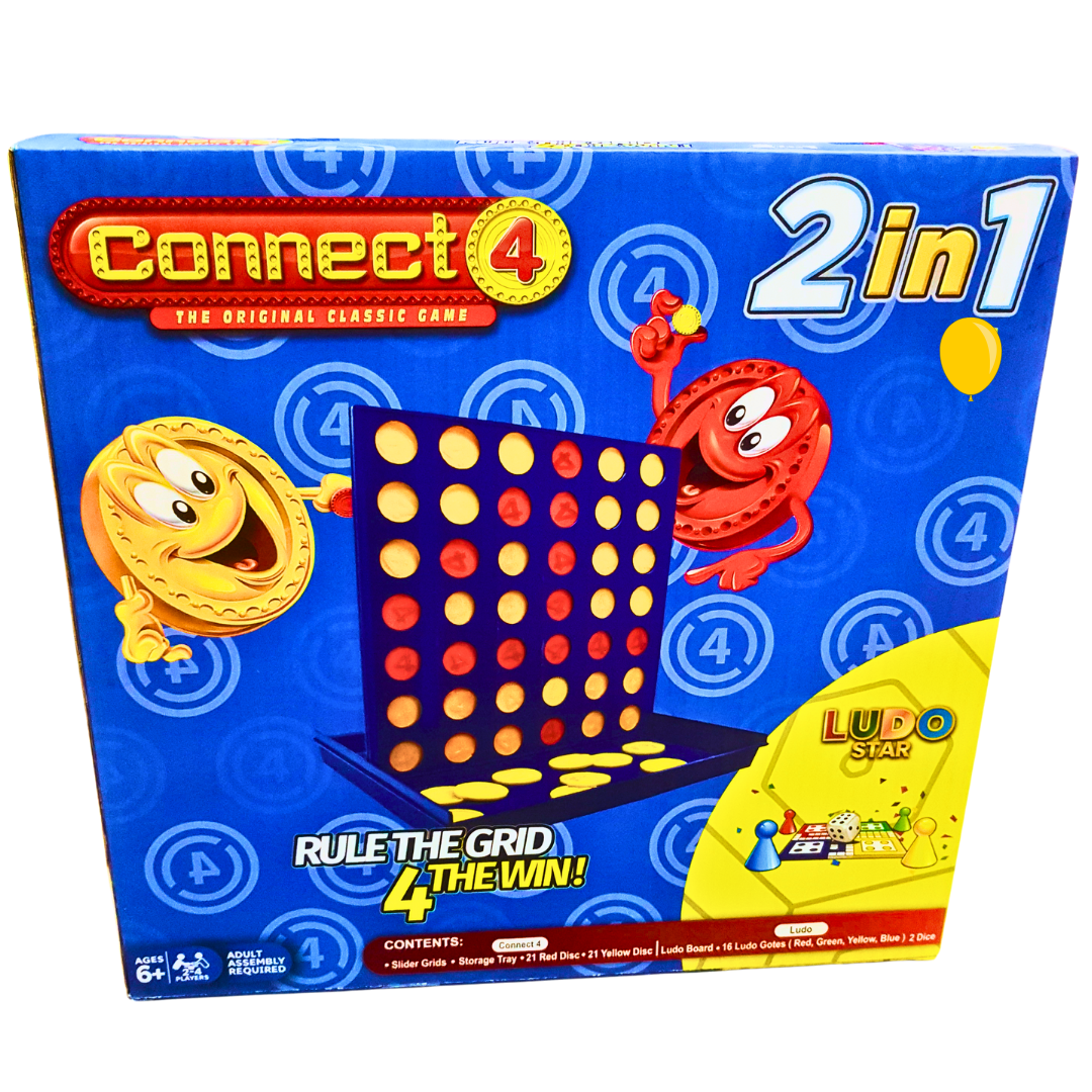 2-in-1 Connect 4 & Ludo Star – Classic Family Board Games for Fun-Filled Game Nights, Ages 6+