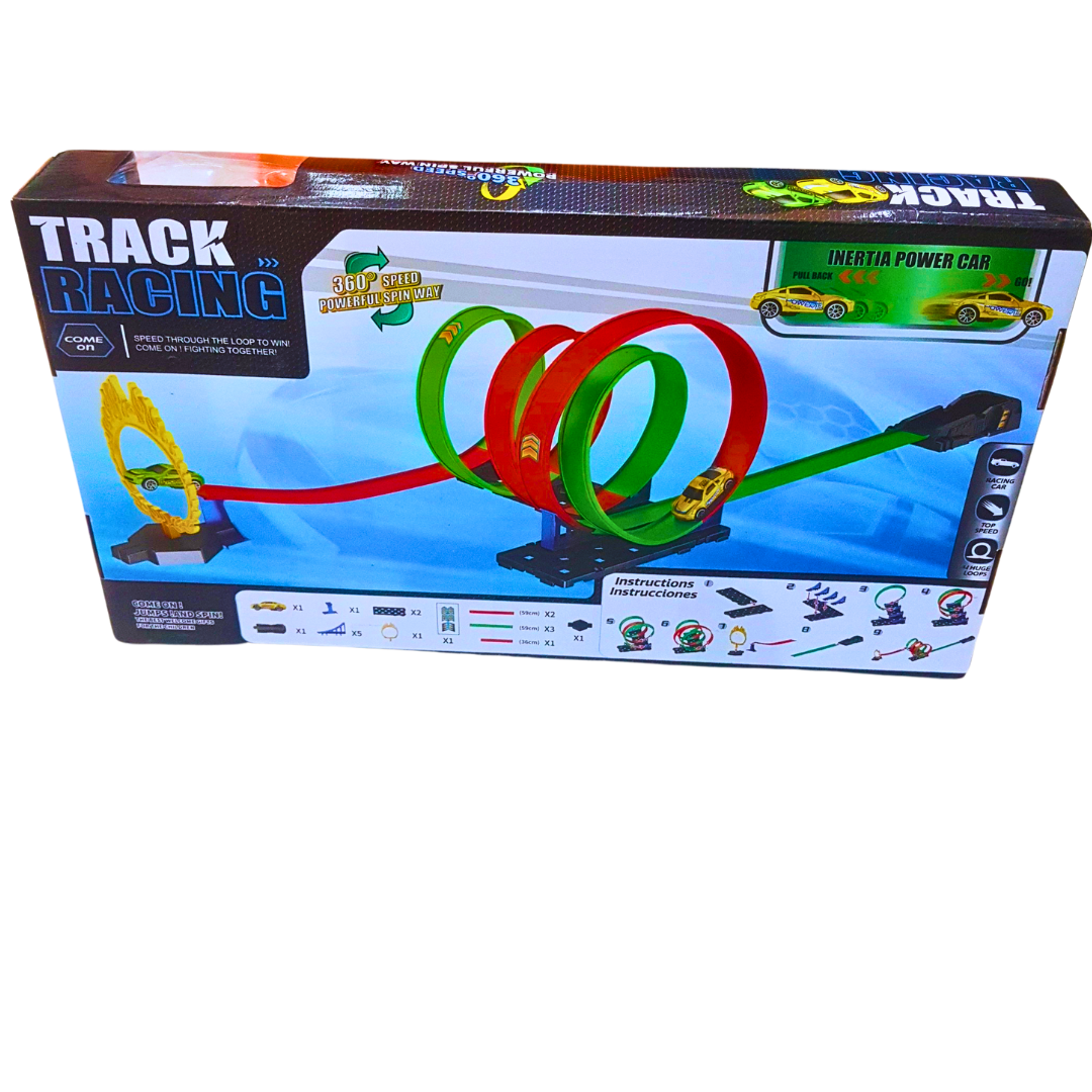 Track Racing Inertia Power Car Playset – 360° Loop Stunt Track for Kids