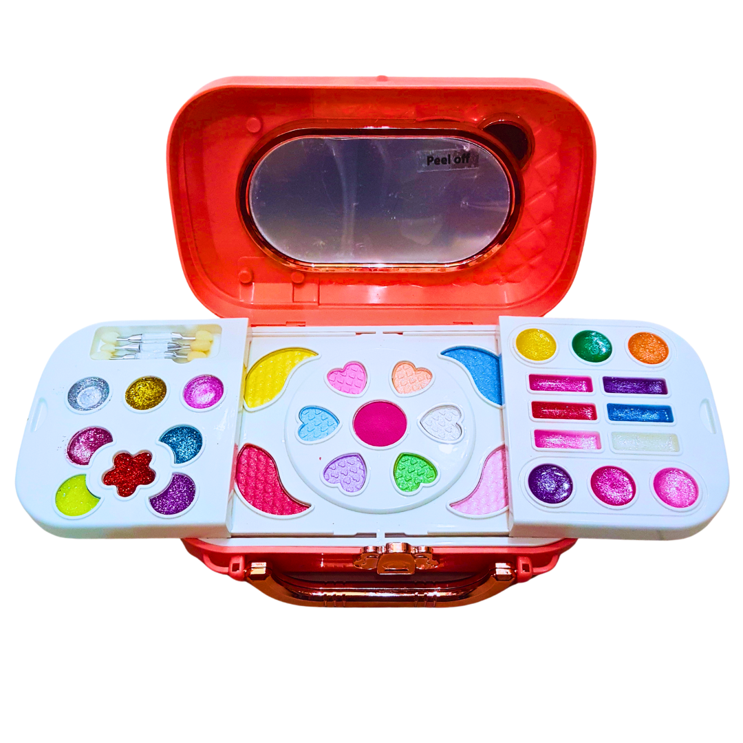 Deluxe Makeup Vanity Case for Girls - Portable Pretend Play Beauty Kit with Mirror