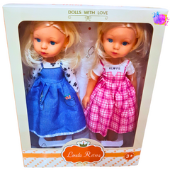 Linda Reina Dolls with Love – Twin Doll Set in Adorable Dresses for Double the Fun – Perfect Gift for Girls 3+