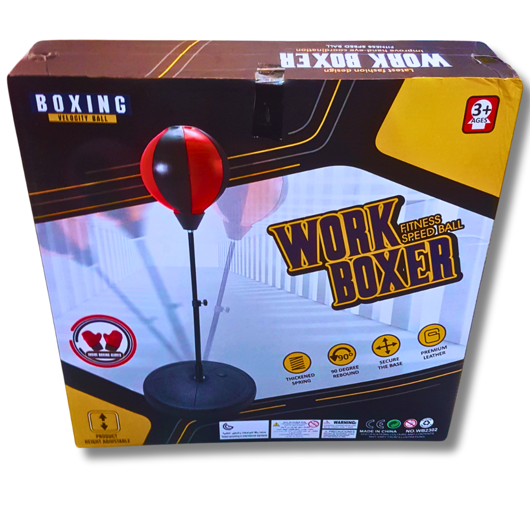 Adjustable Work Boxer Fitness Speed Ball Toy for Kids (Ages 3+) – Boxing Training Set with Stand