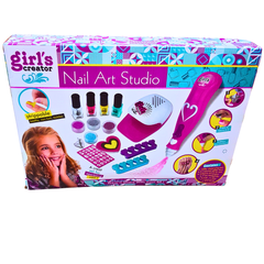 Nail Art Studio Playset for Kids – Complete Nail Design Kit with Polish, Art Pens, and Dryer