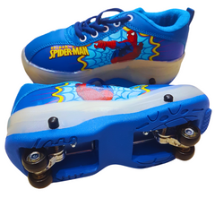 Kids' Spider-Man Blue Foldable Roller Skate Shoes - Sizes 28, 30, 32, 34, 36