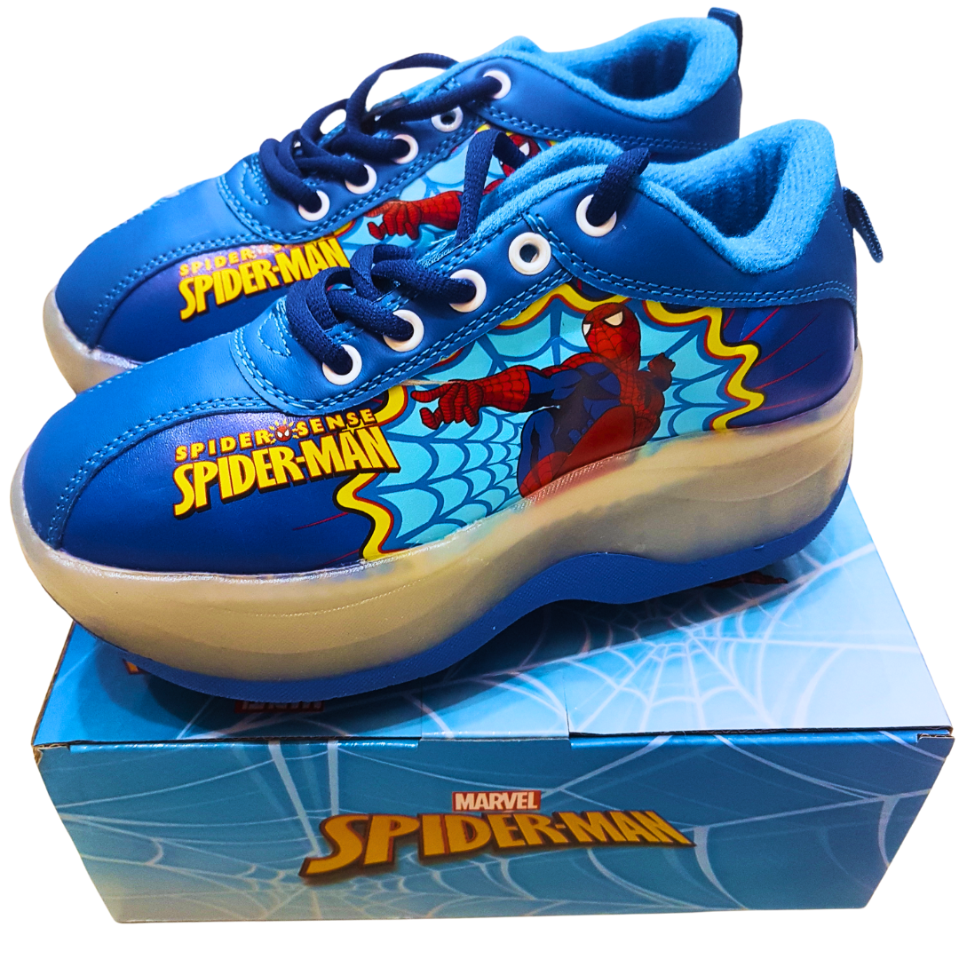 Kids' Spider-Man Blue Foldable Roller Skate Shoes - Sizes 28, 30, 32, 34, 36