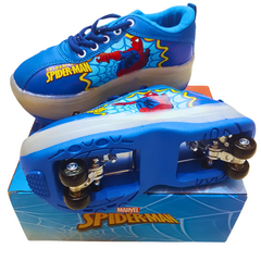 Kids' Spider-Man Blue Foldable Roller Skate Shoes - Sizes 28, 30, 32, 34, 36