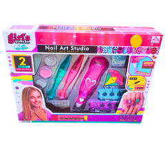 Nail Art Studio Set for Kids – 2-in-1 Nail Art Pens, Polish, Glitter & Stickers with Nail Dryer