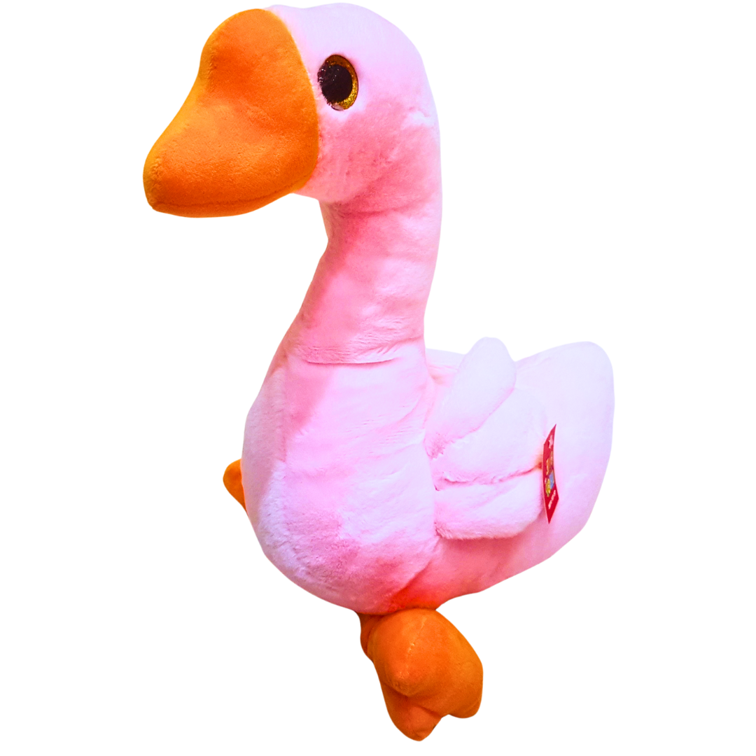 Adorable Pink Duck Plush Toy with Orange Beak and Feet – Soft Stuffed Animal for Kids