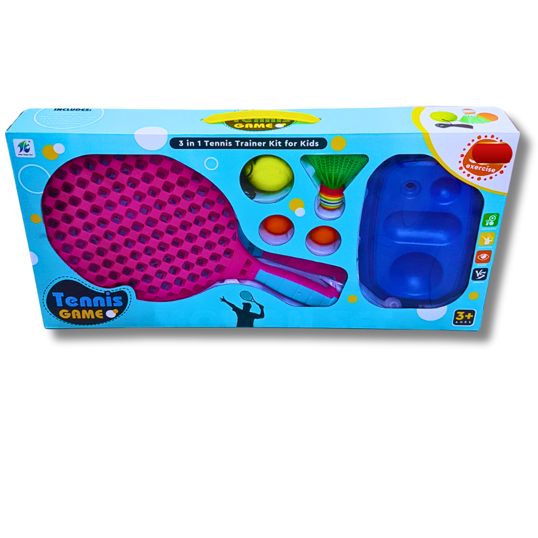 3-in-1 Tennis Trainer Kit for Kids (Ages 3+) – Tennis, Badminton & Ball Training Play Set