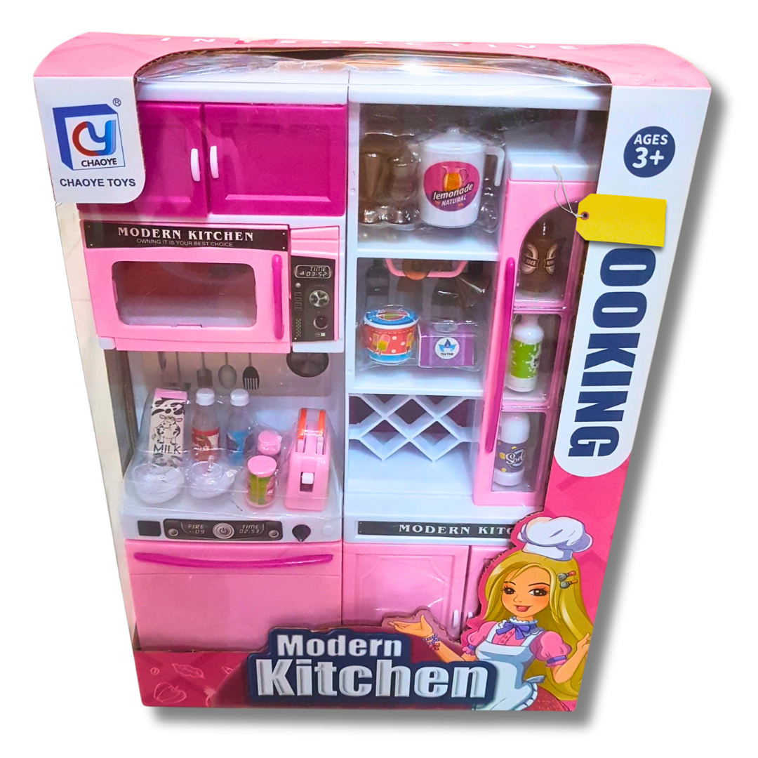 Deluxe Modern Kitchen Play Set for Kids - Pretend Cooking Toy with Microwave, Utensils, and Food Accessories (Ages 3+)