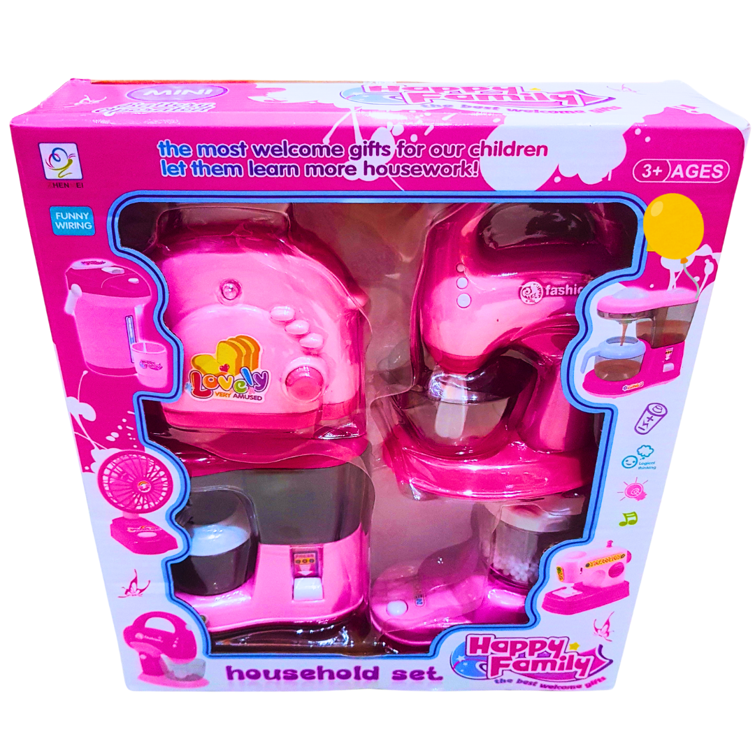 Happy Family Household Toy Set for Kids | Battery-Operated Mini Kitchen Appliances | 3+ Years