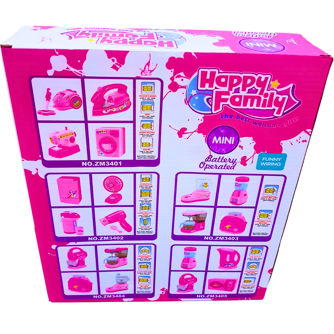 Happy Family Household Toy Set for Kids | Battery-Operated Mini Kitchen Appliances | 3+ Years